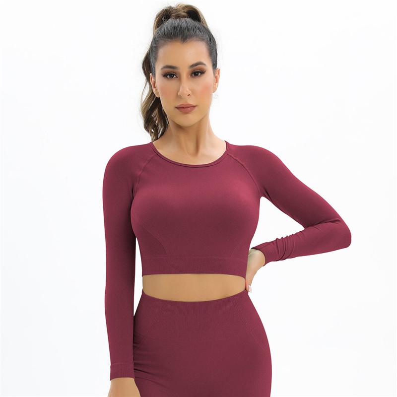 Nessaj Топ для йоги с длинным рукавом, женский бесшовный спортивный укороченный топ, сексуальные рубашки для фитнеса с открытой спиной