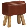 Bench Gym Horse Design 38 Cm Brown Genuine Leather Solid Mango Wood