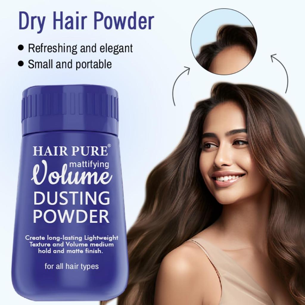 Матирующая пудра для придания объема волос Pure Mattifying Volume Dusting Powder для мужчин и женщин | Матовый финиш на 24 часа, Сильная фиксация и подъем у корней | Легкая текстурирующая стайлинг-пудра