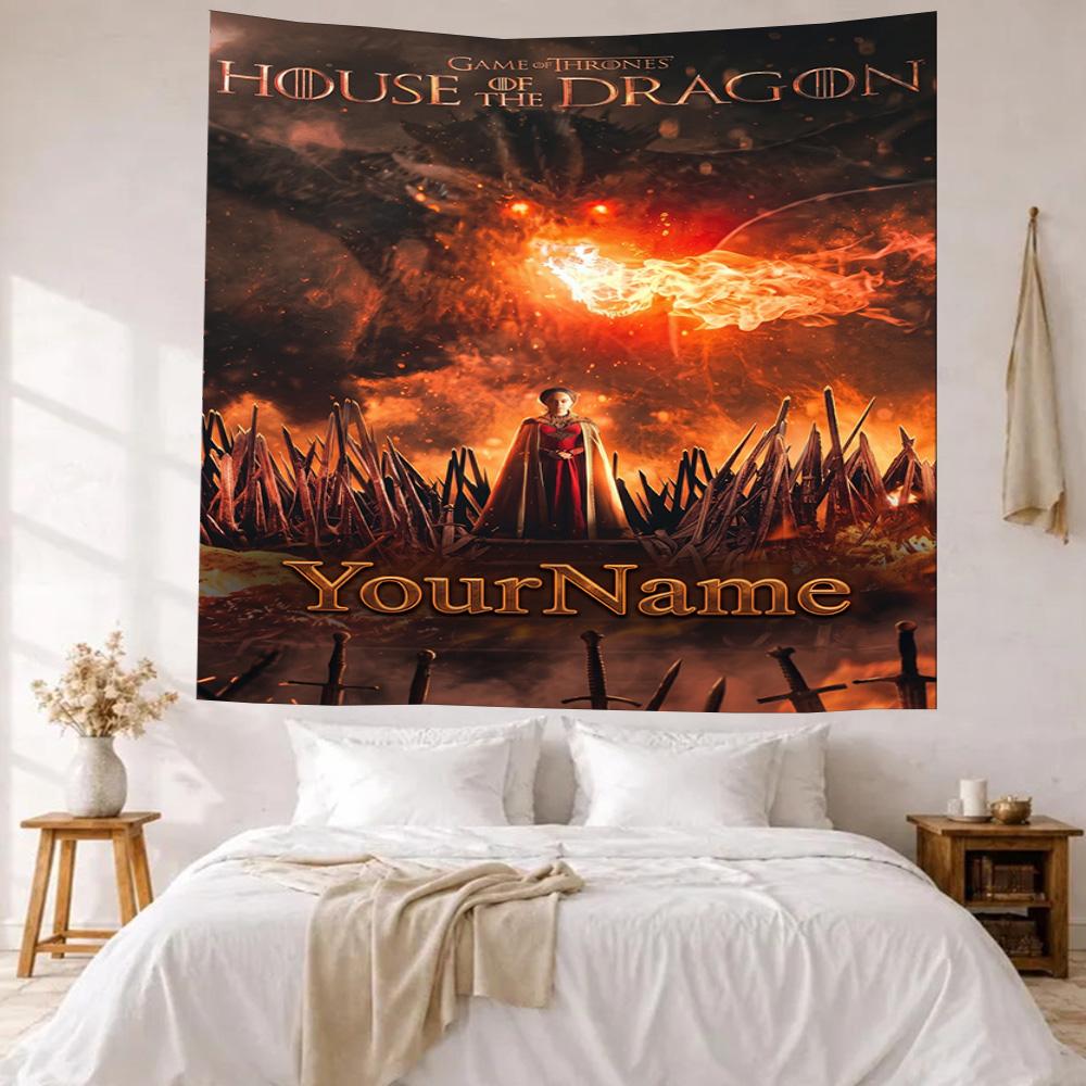 Gothic Illustrations Custom Your Name Wall Decor Tapestry Art For Pet Memorial Birthdaywedding Party Backdrop Family Gift