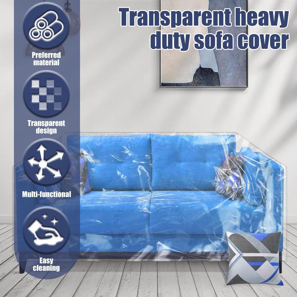 Couch Cover Pet Plastic Cover Transparent Cat Scratch Protector Waterproof Sofa Cover for Protection Against Cat Dog Clawing