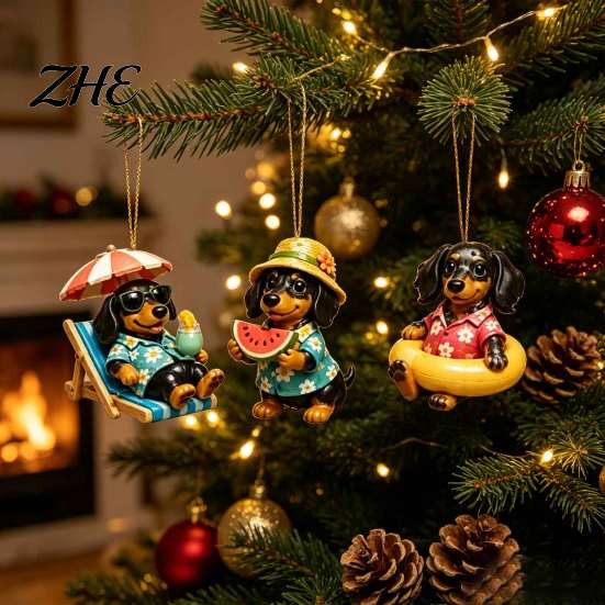 Holiday Seasonal Home Accents 2026 Dachshund Advent Calendar, 24 Days Dog Collectible Surprises with 2D Christmas Tree Hanging Collectibles