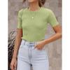 Women Short Sleeve Crew Neck Slim Fit Knit T Shirt