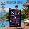 Custom Name Butterfly Art Beach Towel Microfiber Beach Towel, Lightweight and Quick-Dry, for Summer Travel, Swimming Pool Gift