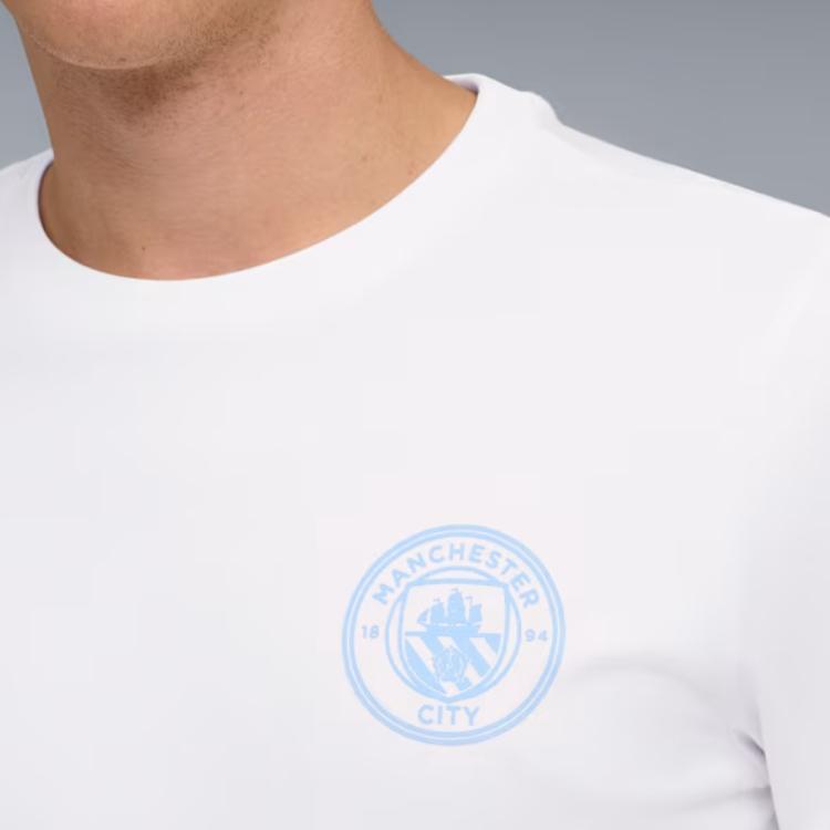 Puma Манчестер Сити Ftbl Essentials Классическая Простая Удобная Футболка с Коротким Рукавом Мужская Топы Белый 782706-22