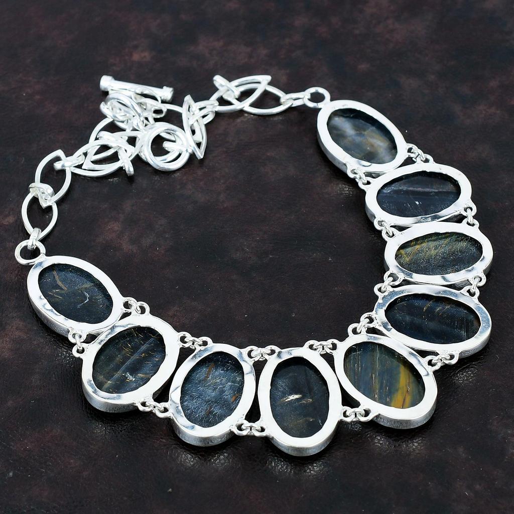 Pietersite Gemstone Necklace Designer Necklace Handmade Jewelry 925 Sterling Silver Necklace Adjustable Chain Necklace Silver Jewelry For Gifts
