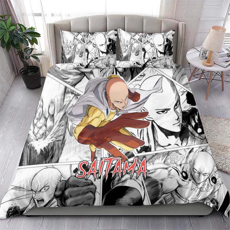 ONE PUNCH-MAN Bedding Sets Exquisite Bed Supplies Set Cartoon Bubu Duvet Cover Bed Comforter Set Bedding Set Birthday Gift