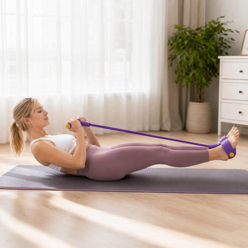 2PCS 4 Tube Pedal Resistance Band 6 Tube Foot Pedal Exerciser Durable Sit up Trainer Arm Training