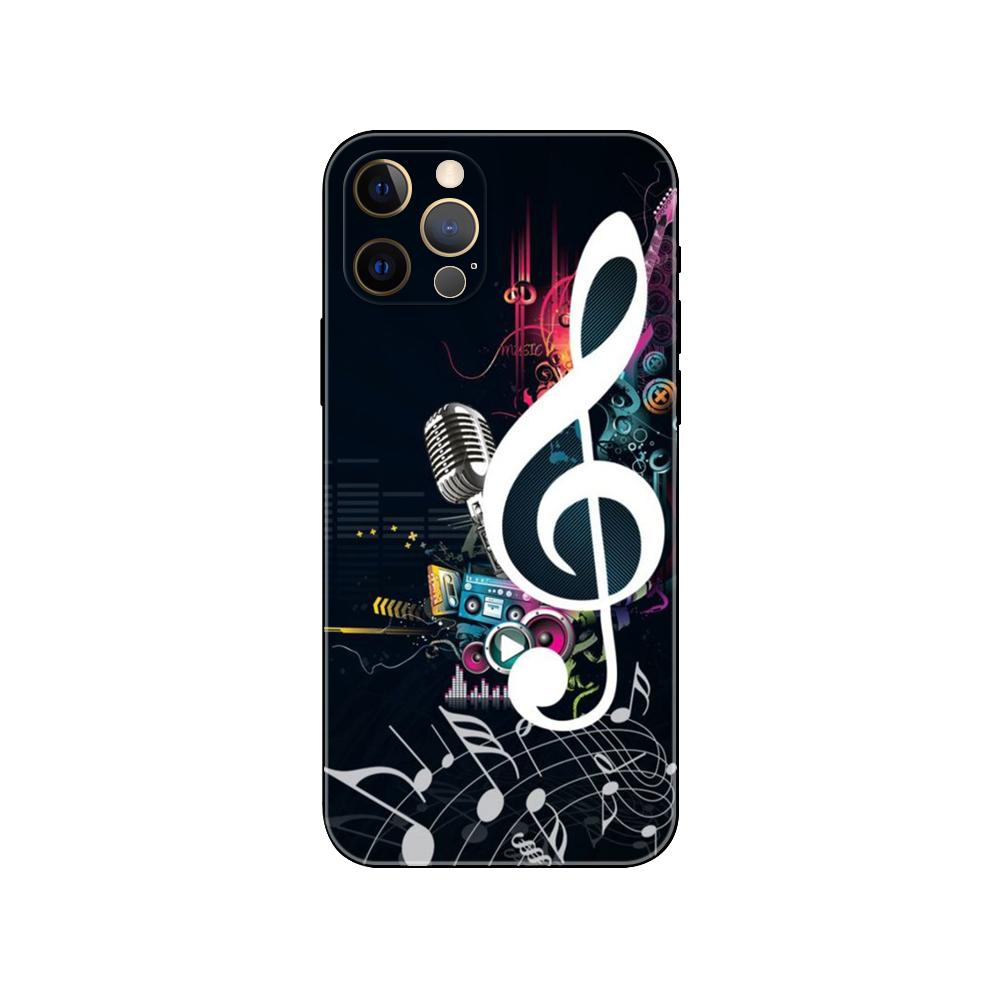 Классический чехол для телефона «Музыкальные ноты скрипка» для iPhone 5S 2020se 6s 7 8 plus x 10 XR XS 11 12 13 mini pro MAX, черная задняя крышка из ТПУ