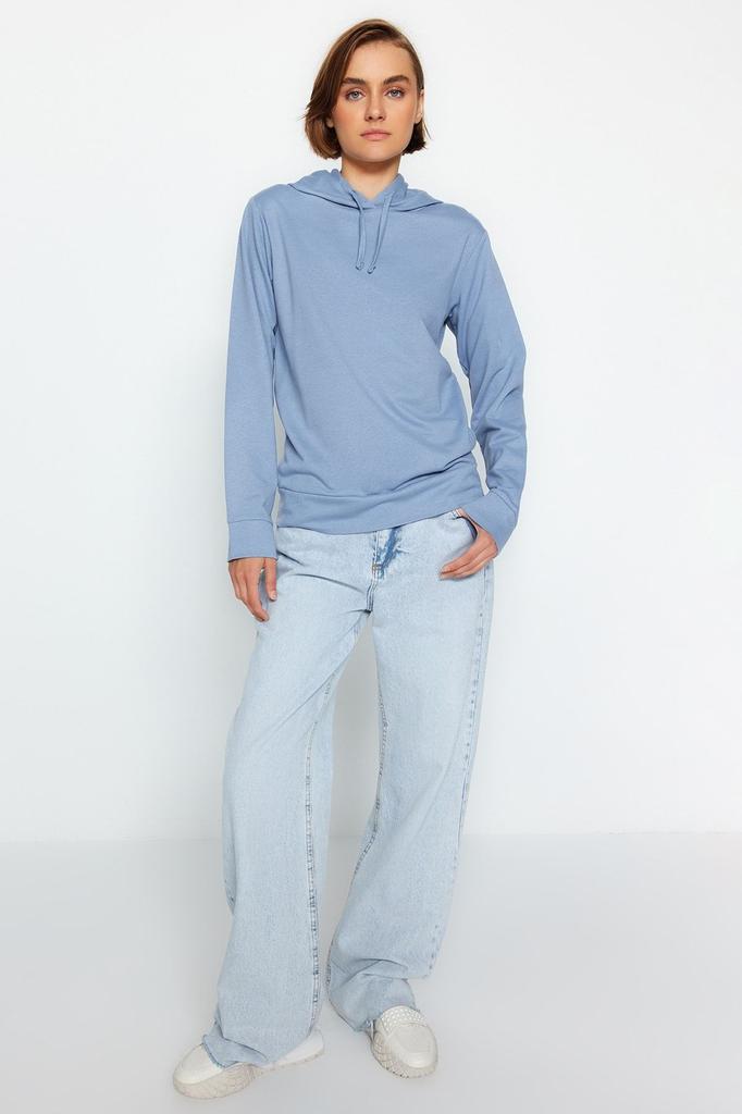 Женская модная стильная толстовка черная, стандартная, стандартная посадка, базовая тонкая вязаная толстовка с капюшоном