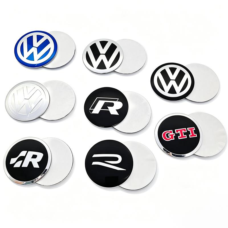 For VW 56mm 60mm 65mm VW Car Wheel Hub Center Cap Emblem Badge Stickers For Golf Passat B7 B8 Tiguan Polo Jetta tire Center Cover Decal IF9