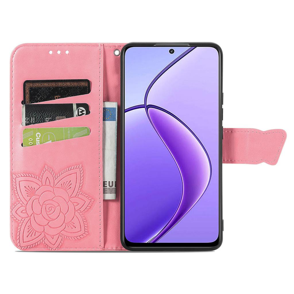 Для Oppo Reno12 F 5G Чехол-кошелек из ПУ кожи Чехол для телефона с узором бабочки