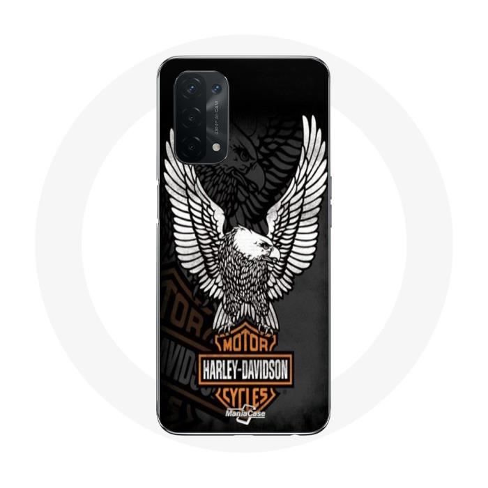 Coque - Maniacase - Oppo A74 5G - Noir - Harley Davidson aigle logo - Souple