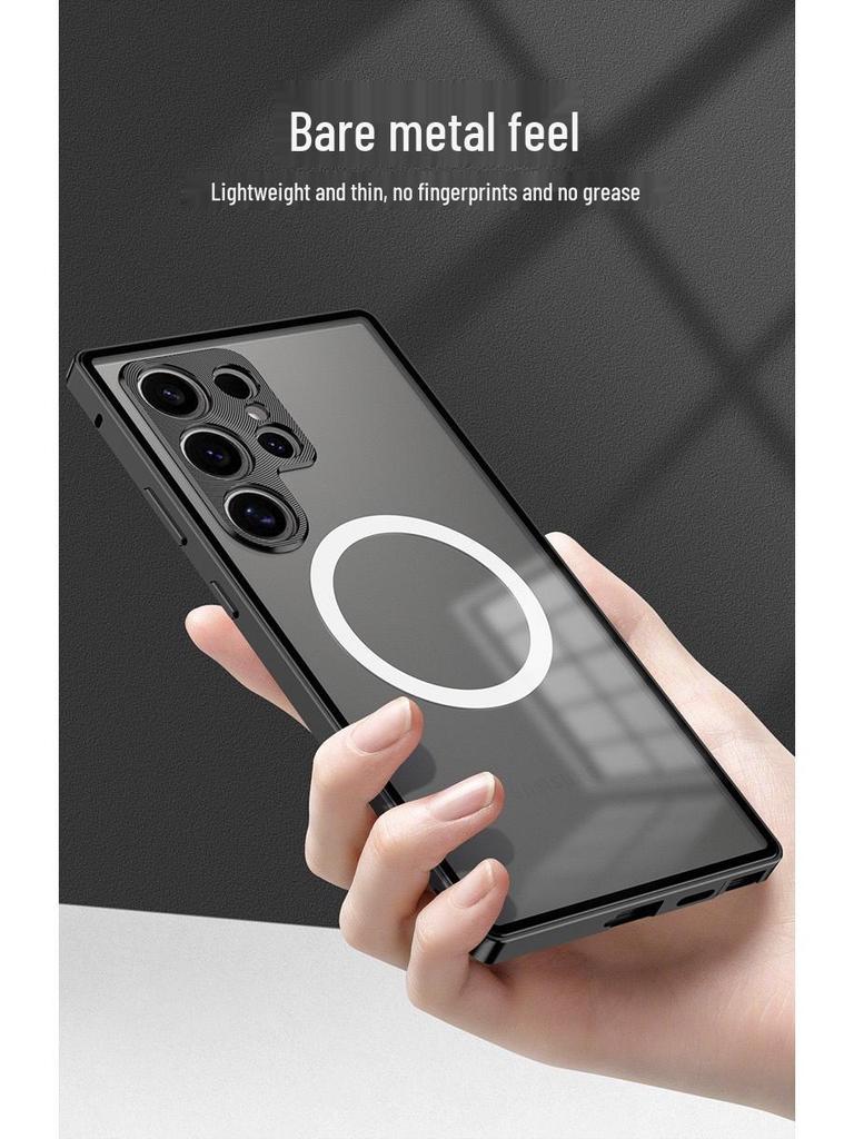Магнитный металлический чехол для телефона Samsung S26 Ultra с зеркальной крышкой