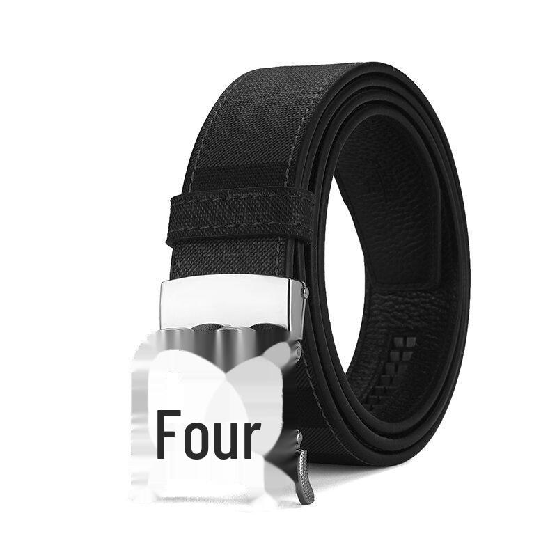 Men's High-End Leather Belt with Automatic Buckle - Elegant & Simple Design