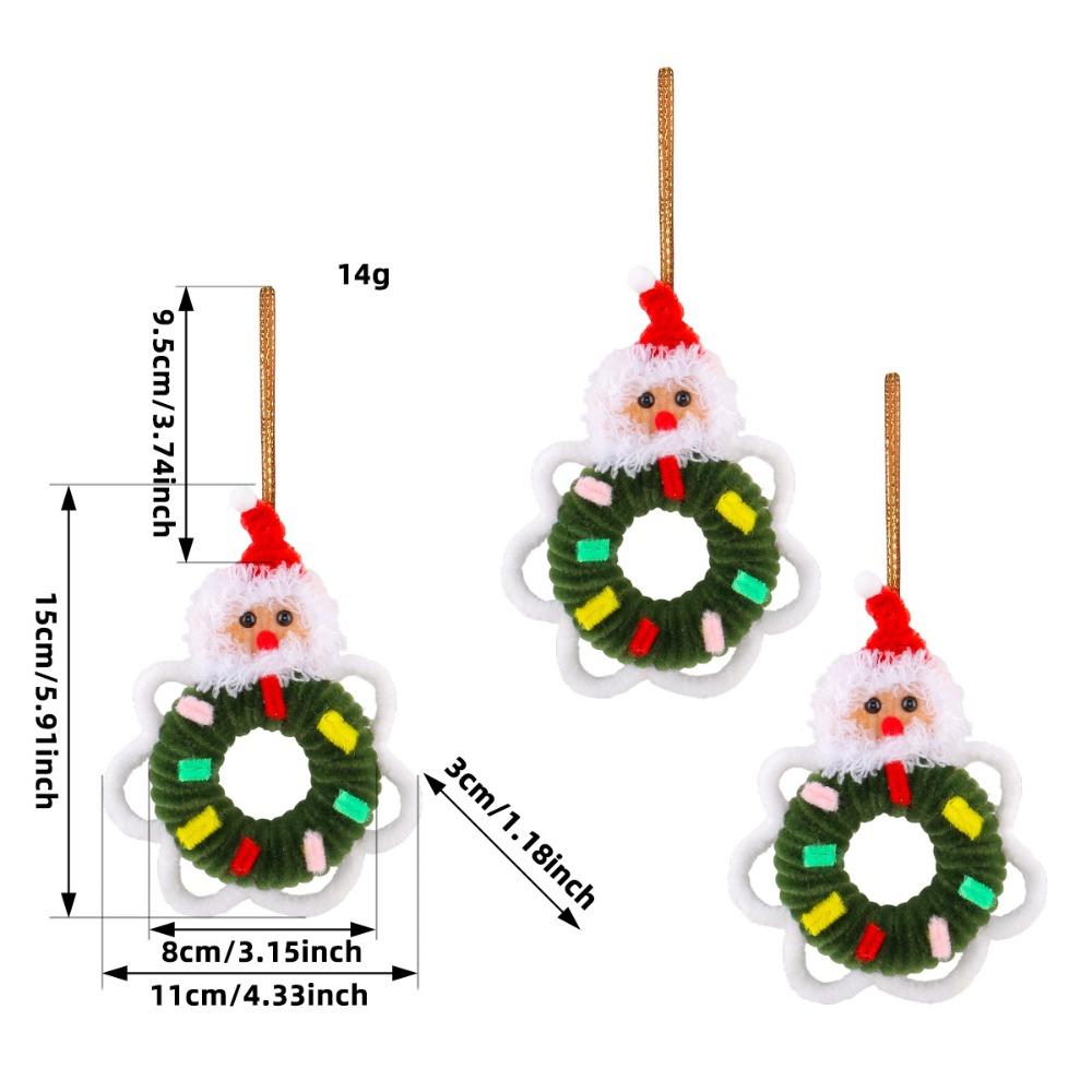 4PCS With Bell Christmas Wreath Pendant Pendant Style Car Hanging Decor Xmas Celebration