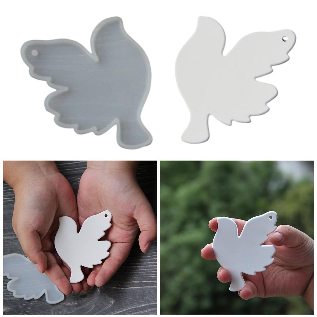 Flexible Silicone Dove Hanging Tag Molds Hanging Ornament Mold Suitable for Craft Baking Party Decor and Holiday Present