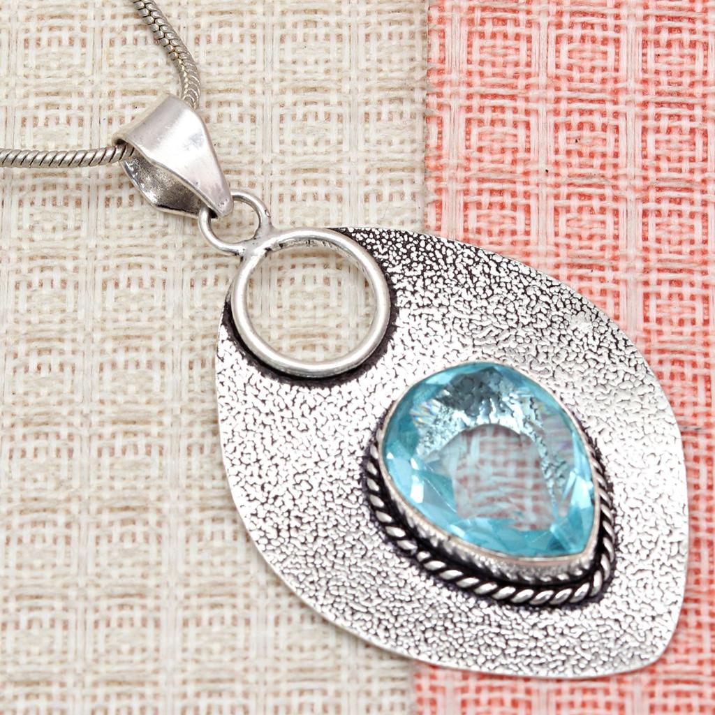 Топаз Голубой Подвеска Sky Серьги Комплект Стерлинговых Ювелирных Изделий Кольцо Серьги