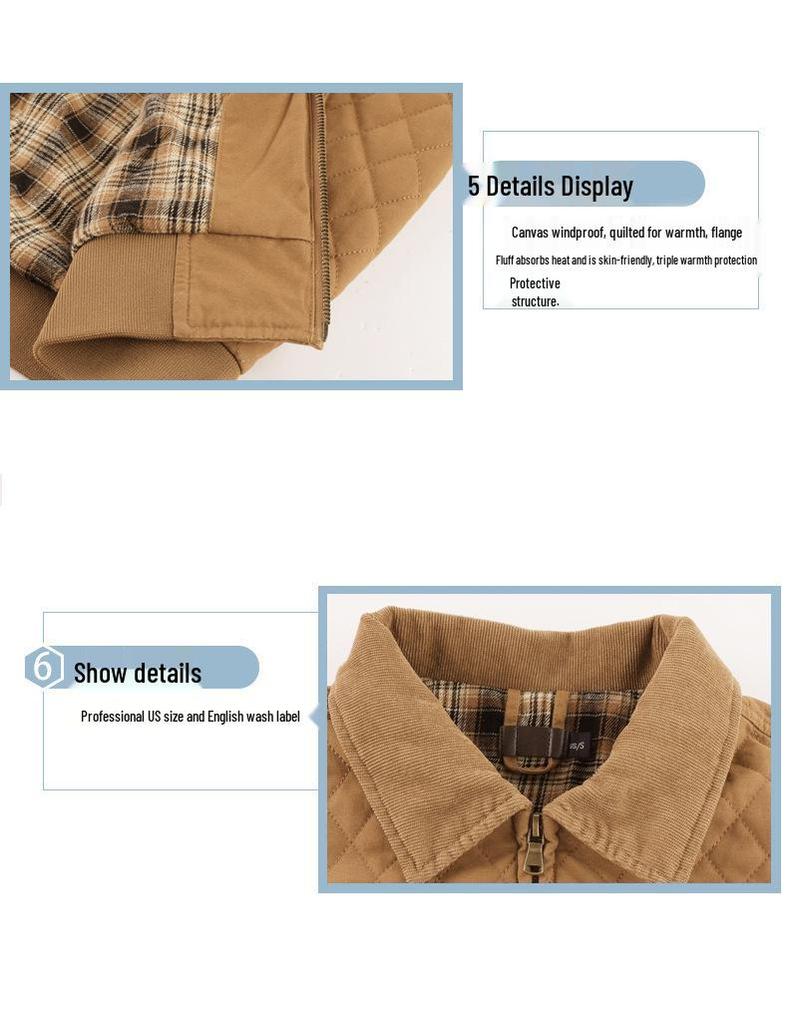 Мужская стеганая куртка из хлопкового холста, американского размера, утепленная теплой фланелью