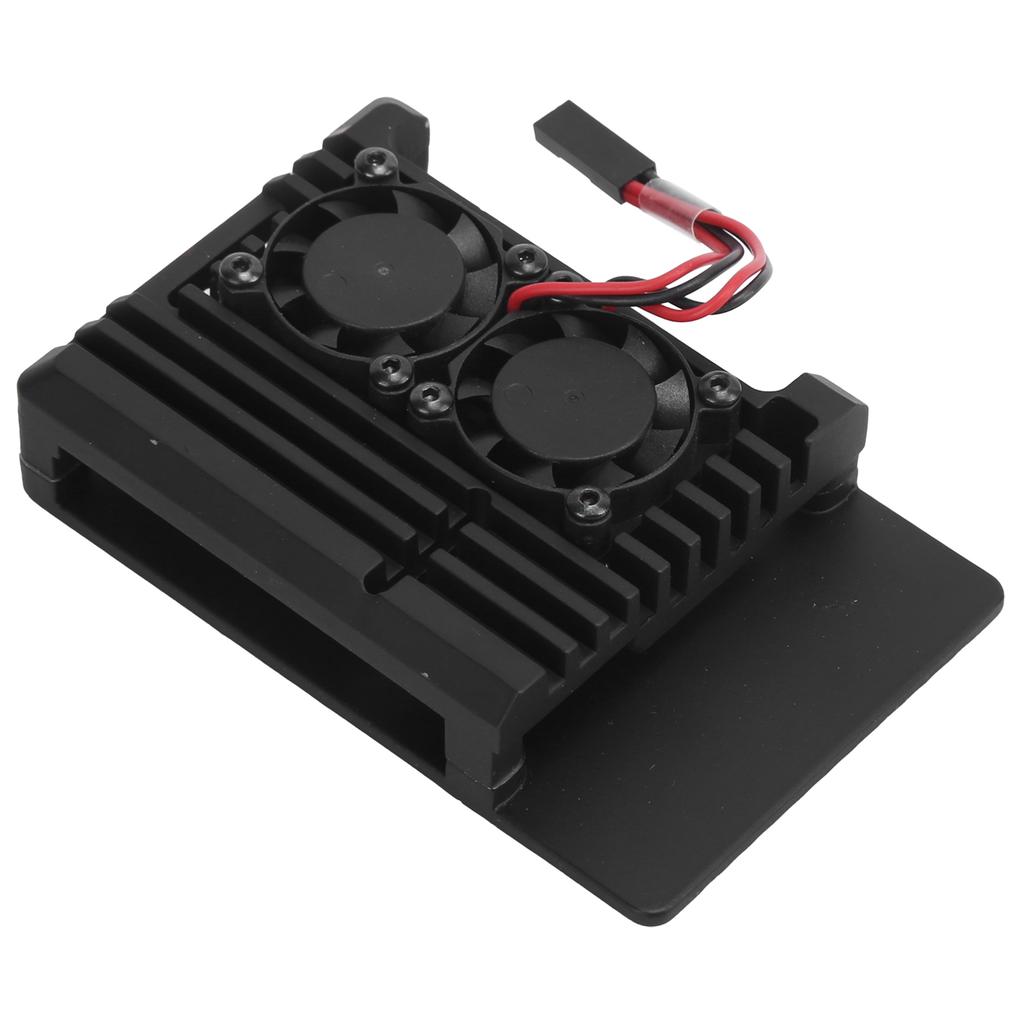 For Raspberry Pi 4B Shell Black Aluminum Alloy Case 85x56.5x20mm with Thermal Tape Dual Fans
