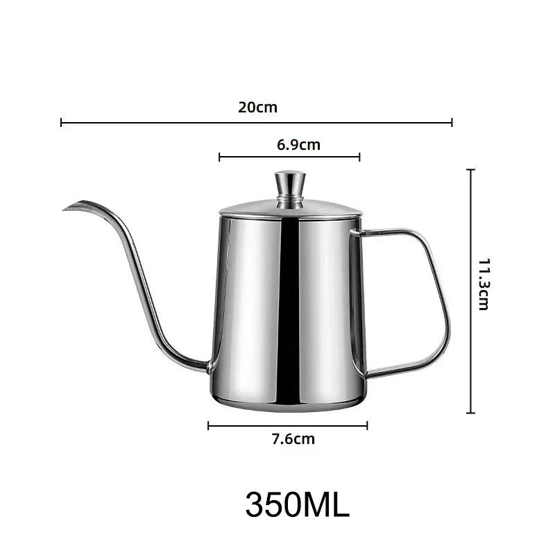Ручной кофейник из нержавеющей стали 304 с длинным узким носиком и крышкой, ручной кофейник для заваривания кофе, ручной инструмент для заливки кофе