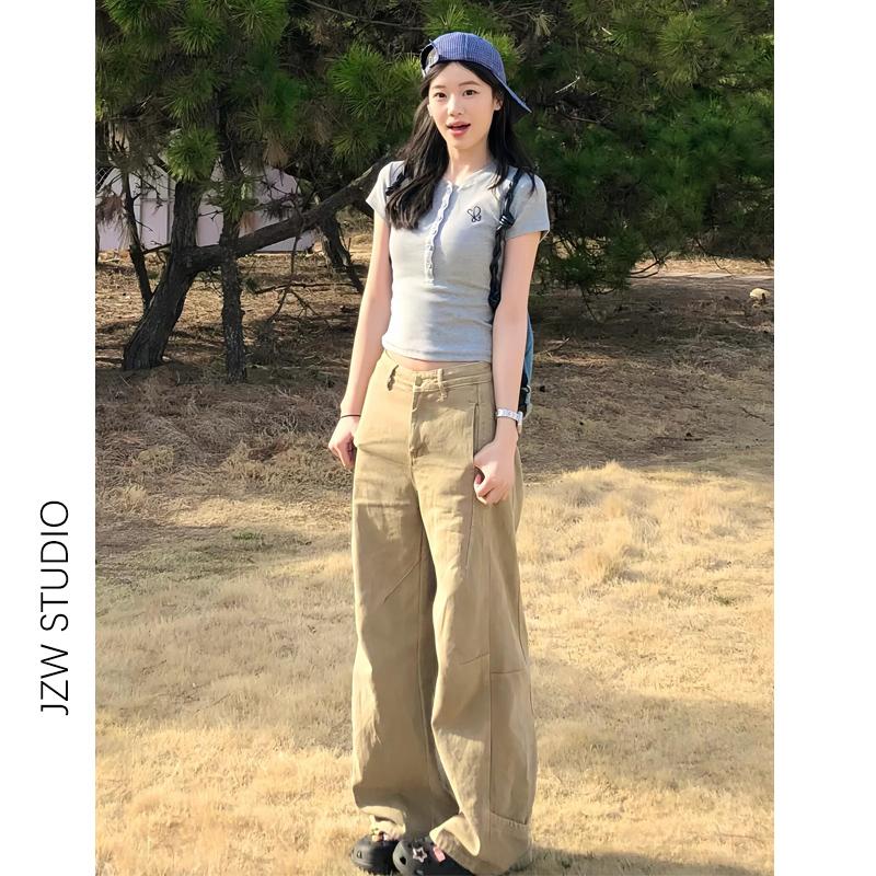 Осень Зима Однотонные Свободные Повседневные Джинсы Палаццо Женские С Высокой Посадкой На Все Случаи Жизни Джинсовые Прямые Брюки Брюки