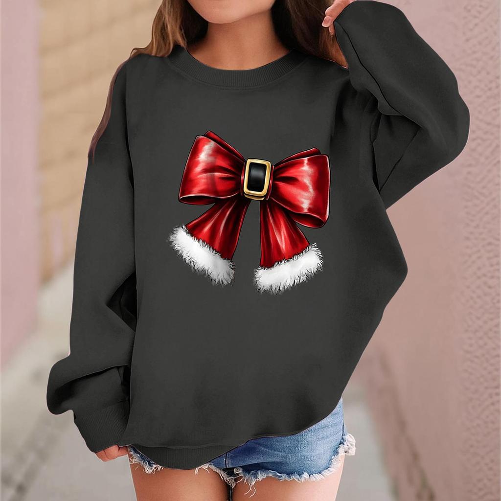 Children's Fashionable Casual Long-sleeved Loose Christmas Print Pullover Sweatshirt