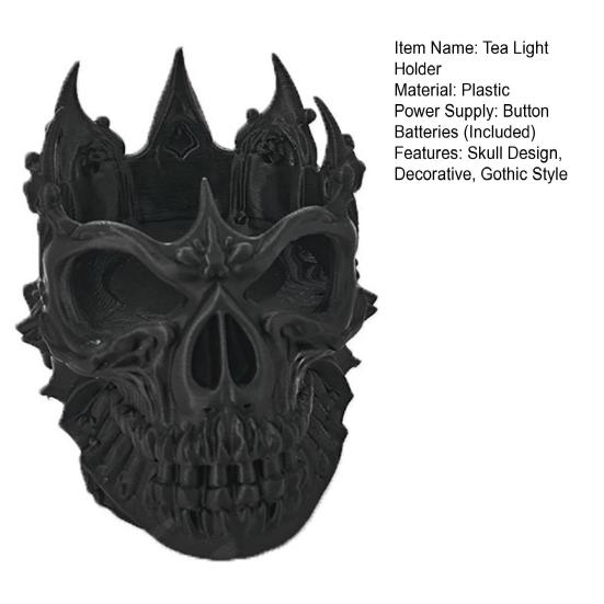Подсвечник для чайной свечи в форме черепа, готический подсвечник, украшение на Хэллоуин, светодиодная чайная свеча с подсвечником для домашнего настольного декора