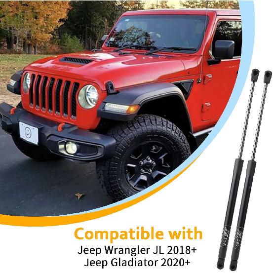Hood Struts For 2018-2025 Jeep Wrangler JL, Compatible With     2024 Gladiator JT, Hood Lift Supports Kit, Replaces # 21-20003-02, 68398991AA, Easy