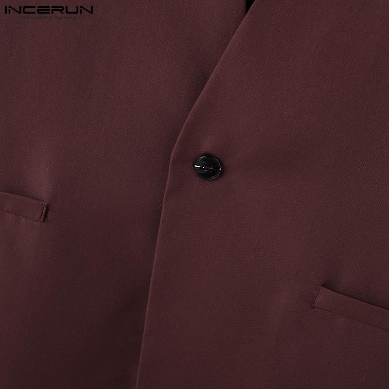 INCERUN Мужская однотонная легкая куртка на одной пуговице, повседневный офисный костюм, пиджак