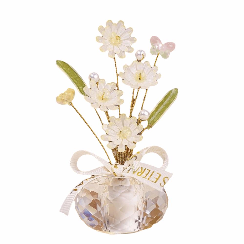 Colorful Crystal Flower Decoration Creative Car Ornaments Mini Crystal Glass Flowers Table Decor