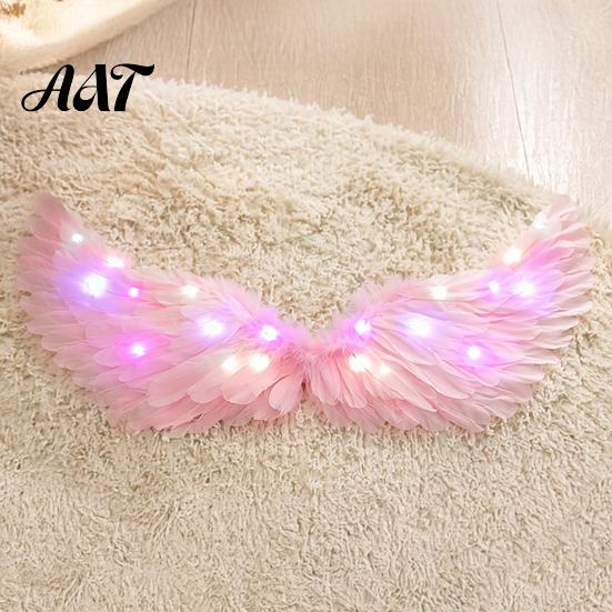 Lightweight Angel Wings with Straps LED Light Up Feather Costume for Kids, Swan Glowing Fairy Wings, Halloween Cosplay Party Performance Props