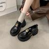 Ретро лоферы на толстом каблуке женские туфли 2025 весна новая толстая подошва маффин низ британский стиль круглый носок маленькие кожаные туфли женские