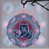 Colorful Cat Wind Chime with Swirling Patterns 360° Hanging Hook Metal Garden Decor for Balcony Outdoor Spring Summer Fall