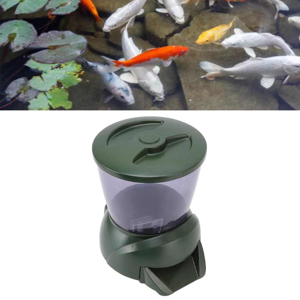 4.25L Automatic Pond Fish Feeder with Transparent Bucket LCD Screen Large Capacity Food Dispenser for Pond Aquarium