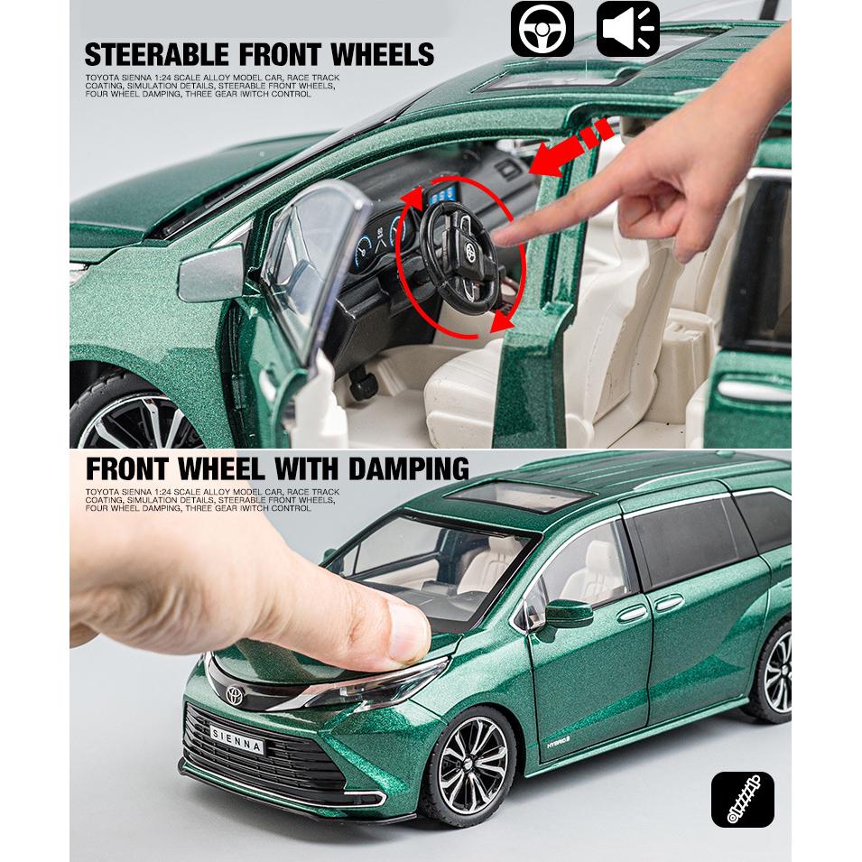 1/24 масштаб Sienna MPV, литая под давлением модель автомобиля, игрушечный автомобиль с откатным механизмом, звуком и светом для детей, коллекция подарков для мальчиков и девочек
