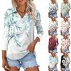 Women's Fashion Casual Button 3/4 Sleeve Floral Print Lapel  Shirt Top