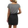 Women's Summer V-neck T-shirt Casual Short Sleeve Drawstring With Pocket Gradient Casual Dresses