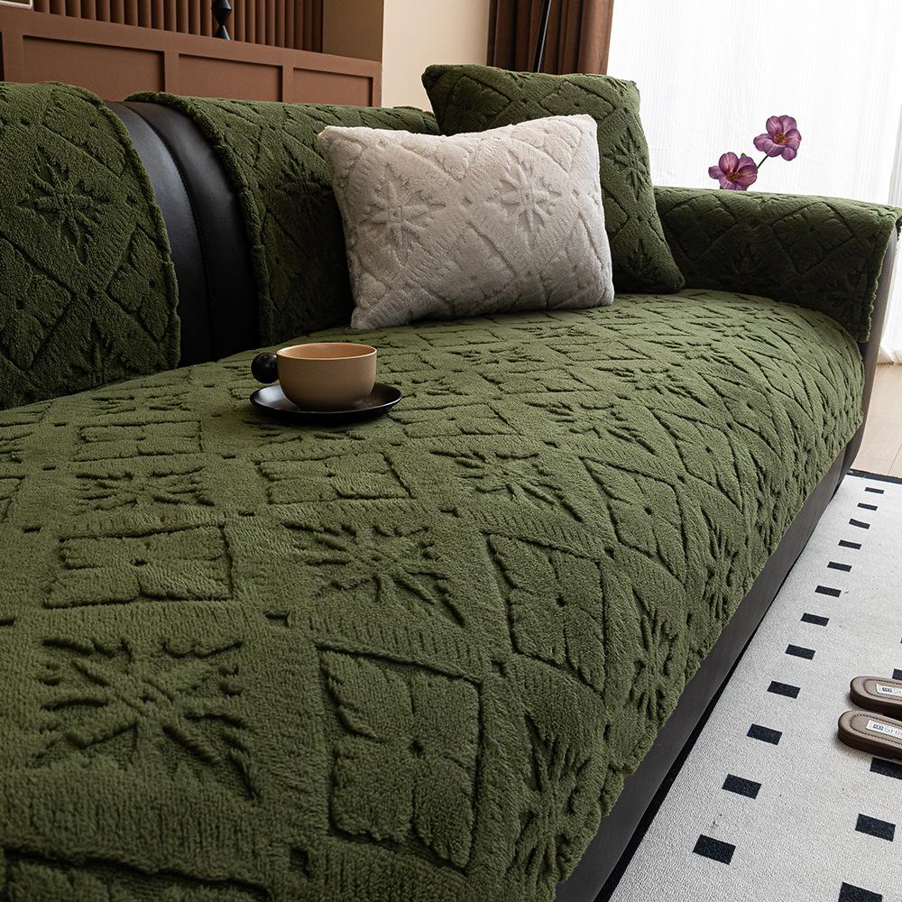 Xingyueshu Cotton Velvet Leather Sofa Cushion Winter Light Luxury High-End Plush Seat Cushion New Sofa Cover Cover Cloth