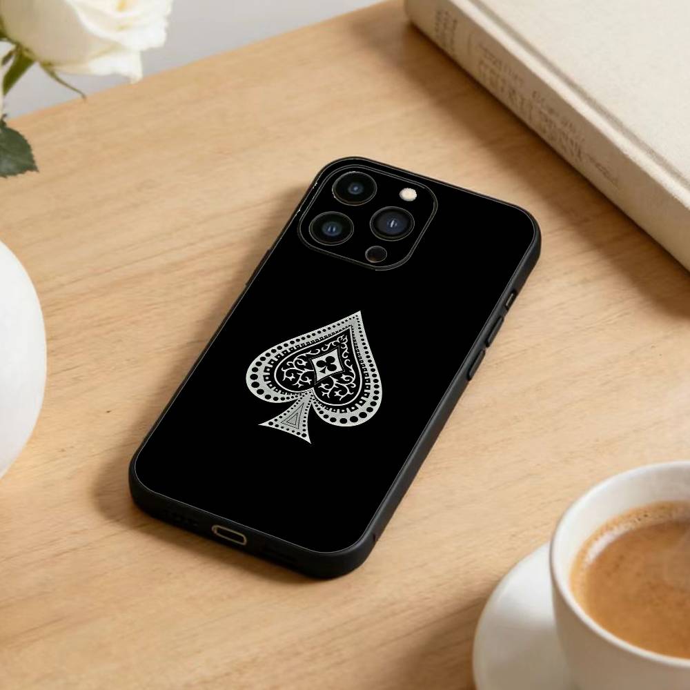 P-poker Чехол для телефона для iPhone17,16,15,14,13,12 Plus,Max Мягкий силиконовый Черный чехол