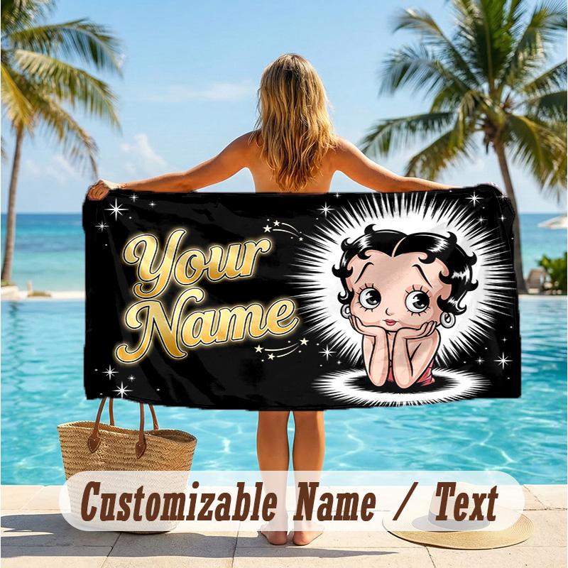 Custom Text Beach Towel, Soft Absorbent Swimming Multi-use TowelBetty Boop
