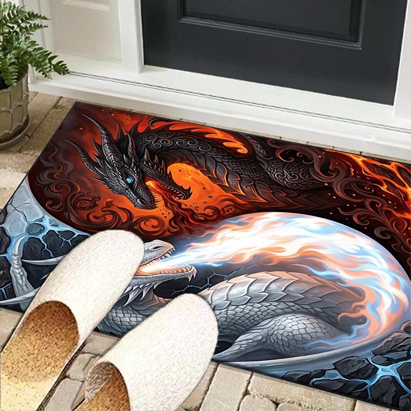 Blue Dragon Holding Stars Office Rug Chair Mat, Entryway Carpet, Suitable for Front Door, Bedroom, Living Room, Desk, Holiday Gift