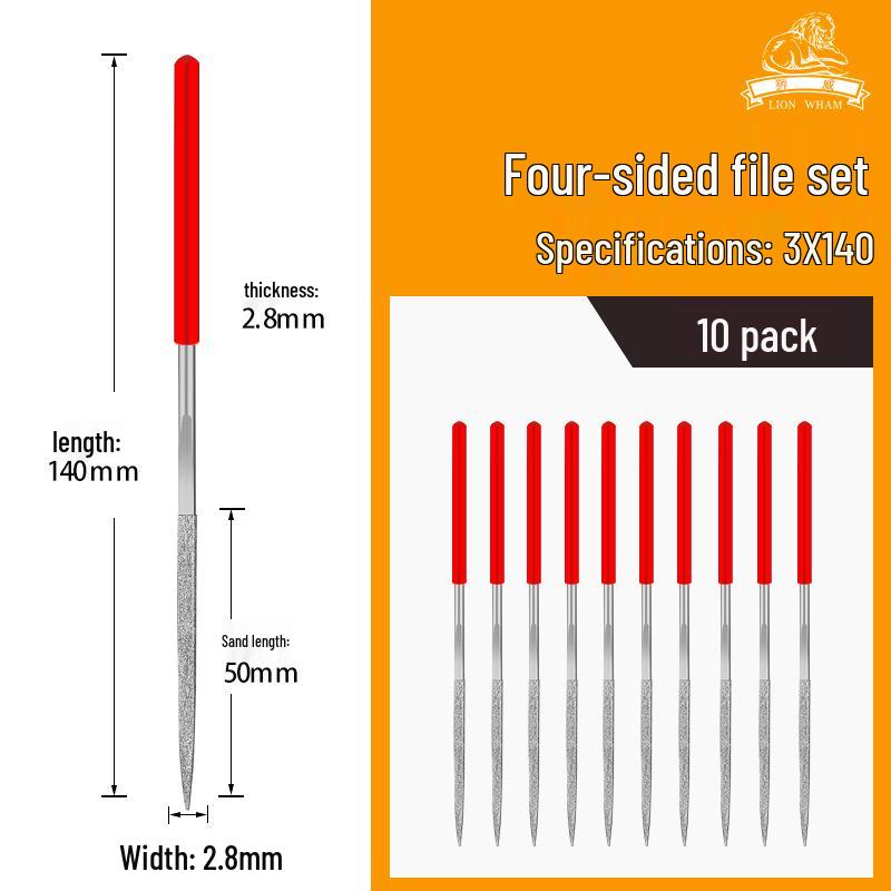 Titanium-Plated Fine Alloy Diamond File Set for Metal Grinding & Deburring