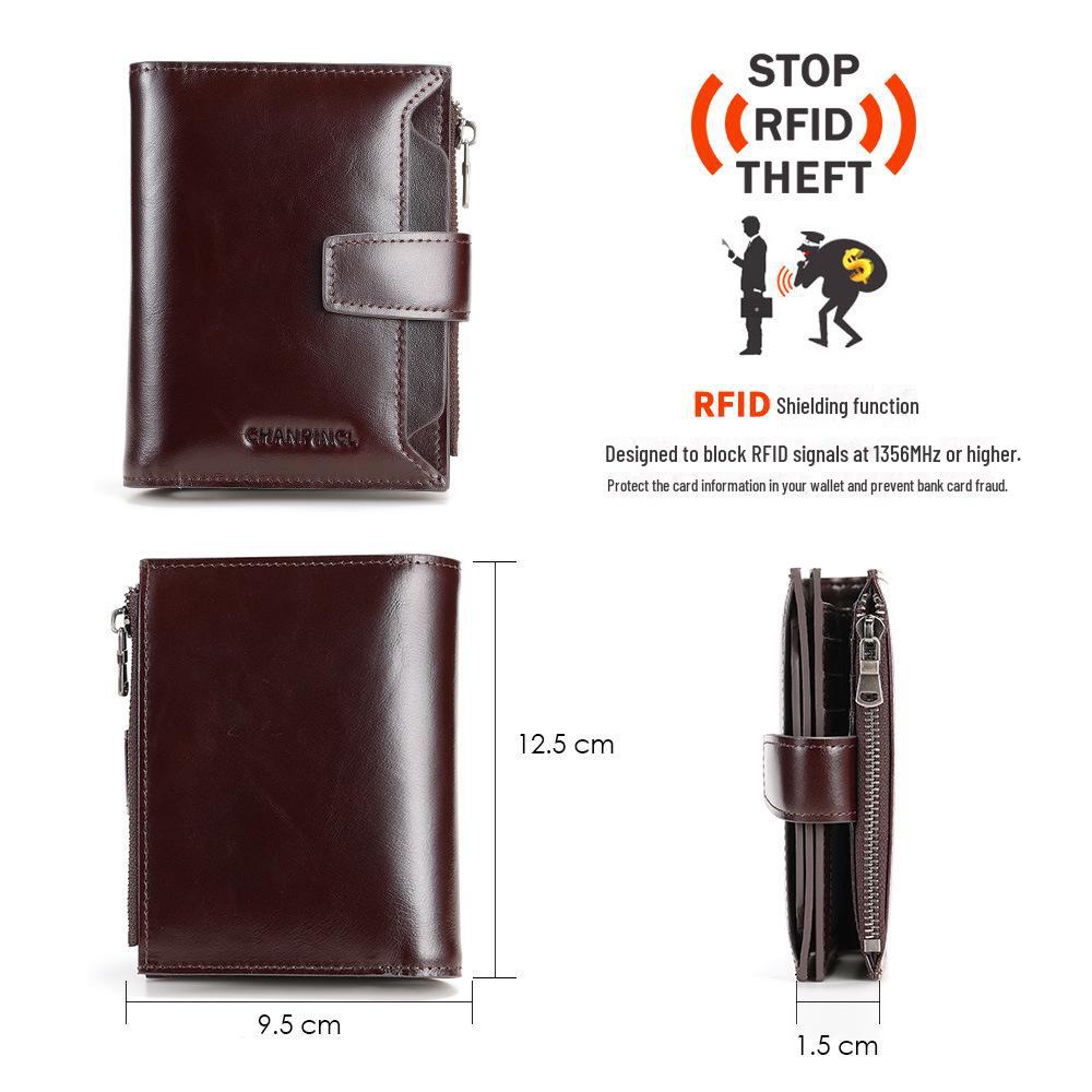 Мужской короткий кошелек для карт из масляной кожи - Crossborder C Brand First Layer Cowhead для водительских прав и многофункционального держателя карт