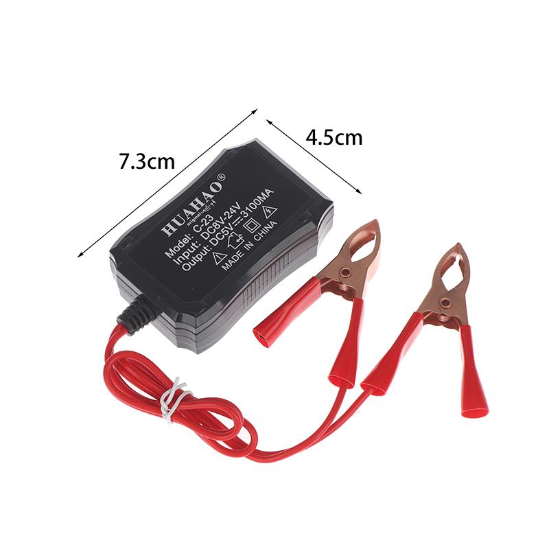 Новый 1/2 шт. 12 В 24 В в 5 В Аварийный USB-адаптер питания с 3 USB-портами и зажимом для аккумулятора для высокоэффективной зарядки телефона
