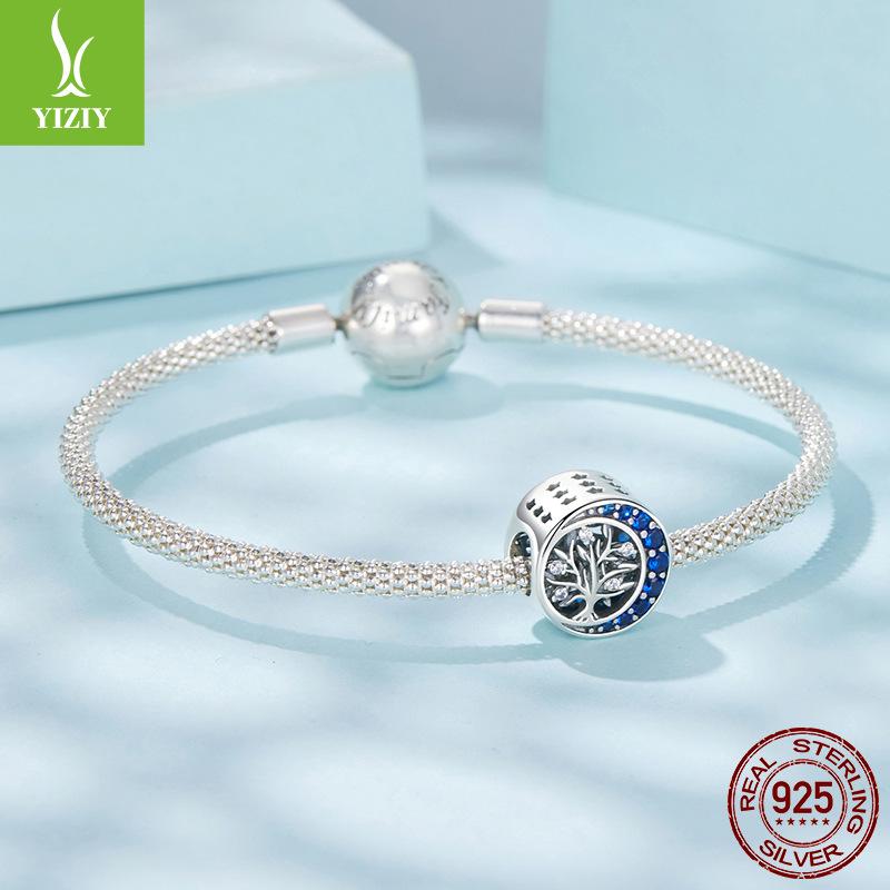 S925 Sterling Silver Moon Life Beaded Mysterious Blue Moon Diy Bracelet Bead Accessories