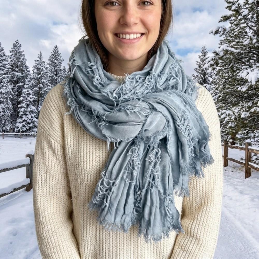 Solid Color Cotton Linen Neckerchie Breathable Neck Warmer Casual Women Scarf College