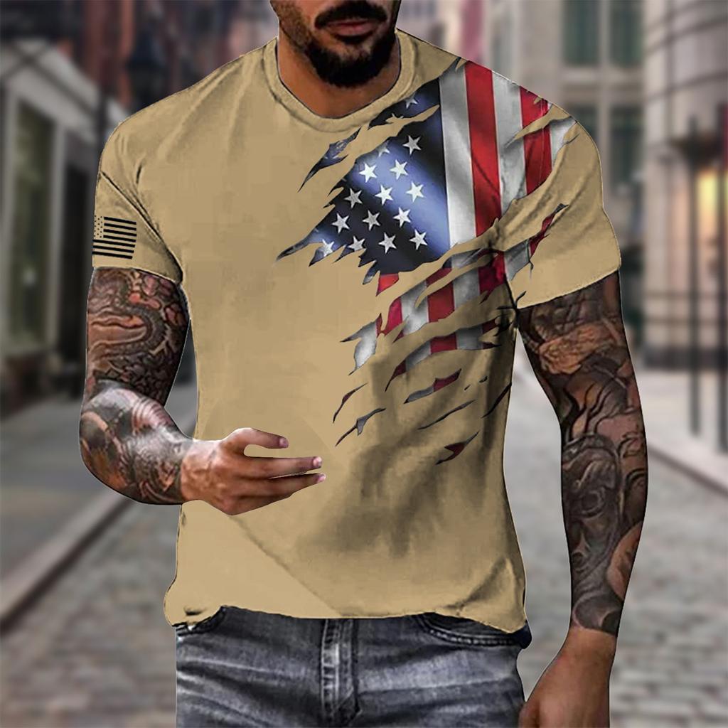 Мужская летняя повседневная однотонная мужская футболка с коротким рукавом и буквенным принтом, пуловер