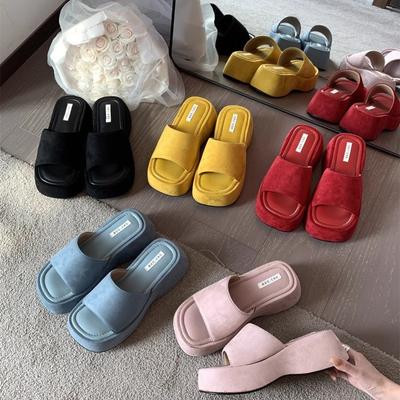 Женские шлепанцы на платформе, модные сандалии на танкетке, роскошные замшевые повседневные шлепанцы, летняя новинка, пляжная обувь для женщин, Sandalias Mujer