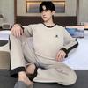 Мужской пижамный комплект Весна Хлопок Повседневная пижама Минималистский стиль Длинная домашняя одежда для отдыха Модная ночная одежда для мальчиков